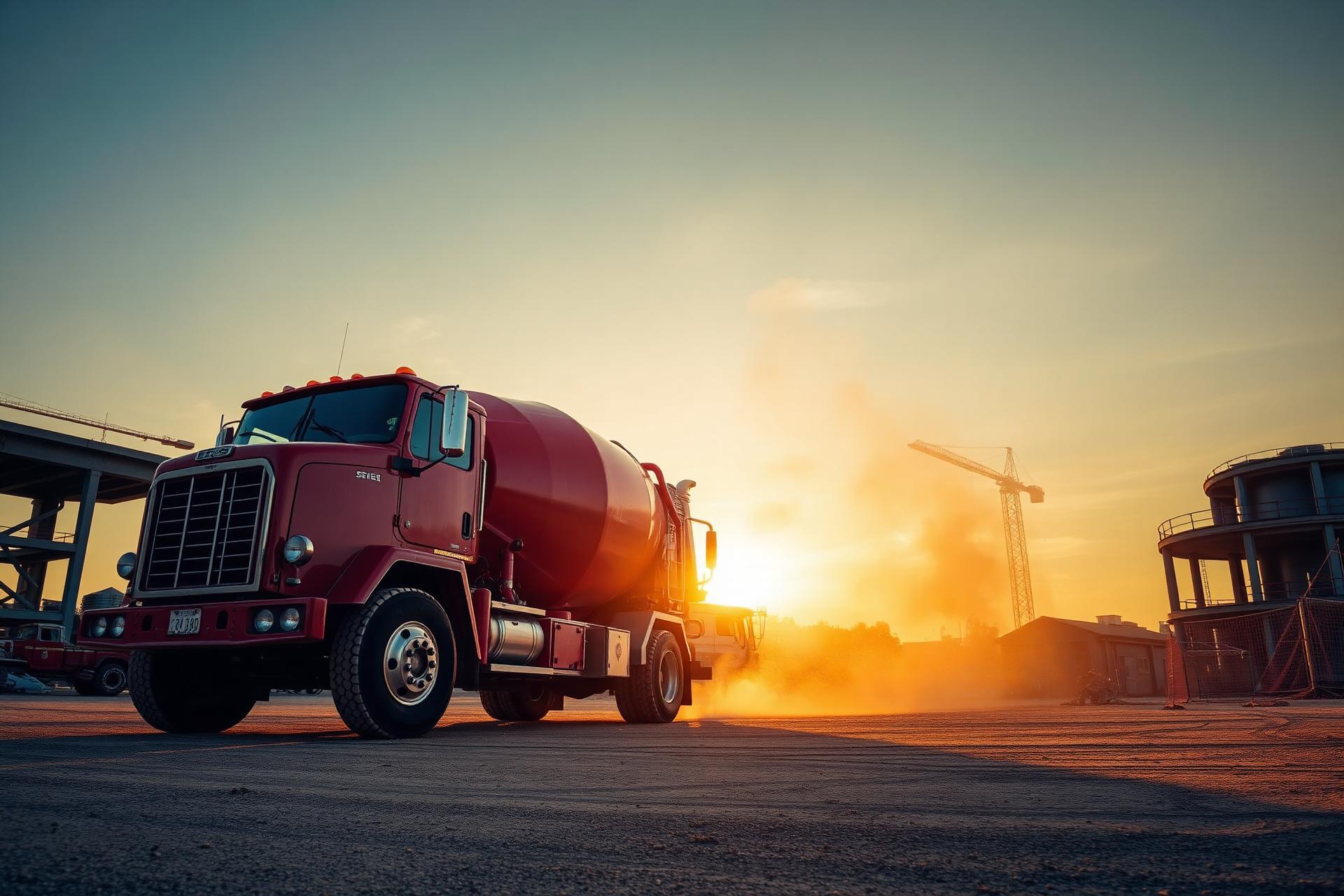 Bharat RMC concrete transit mixer truck on site